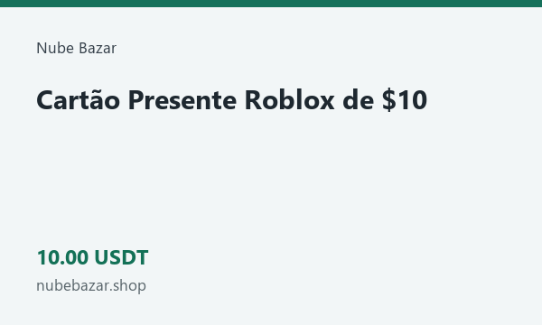 Cartão Presente Roblox de $10 · 10 USDT
